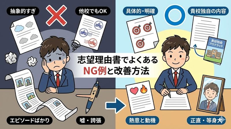 5.志望理由書でよくあるNG例と改善方法