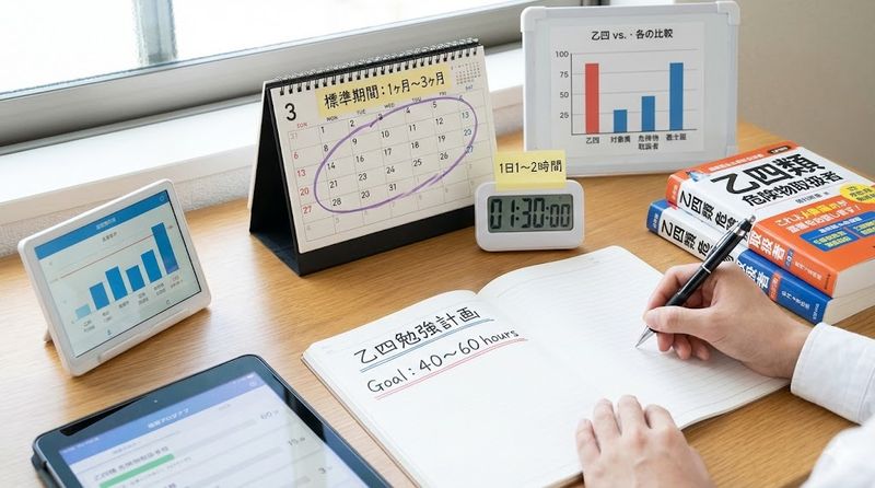 1.乙四の勉強時間は40〜60時間が一般的な目安