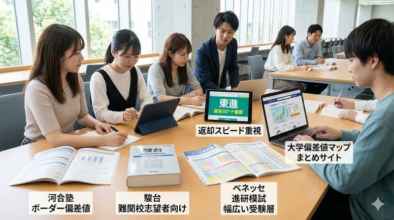 2.主要予備校・サイトの偏差値の特徴と違い