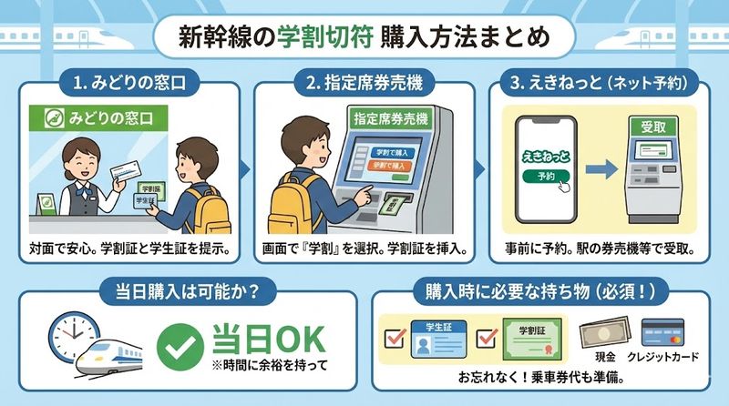 3.新幹線の学割切符の購入方法