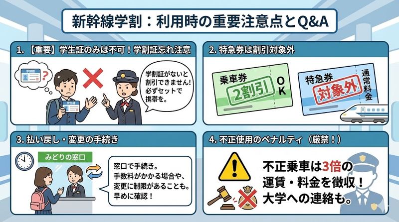 4.新幹線の学割利用時の注意点とよくある質問