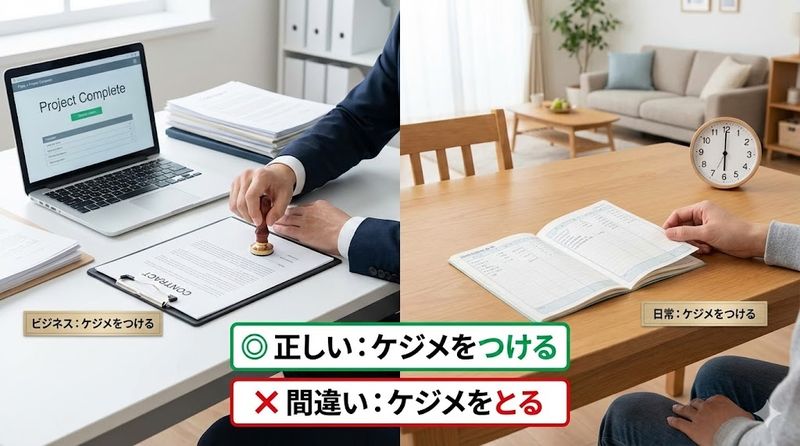 2.ケジメをつけるの正しい使い方と例文