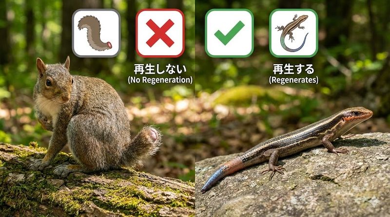 2.取れたしっぽは再生するのか?トカゲとの違い