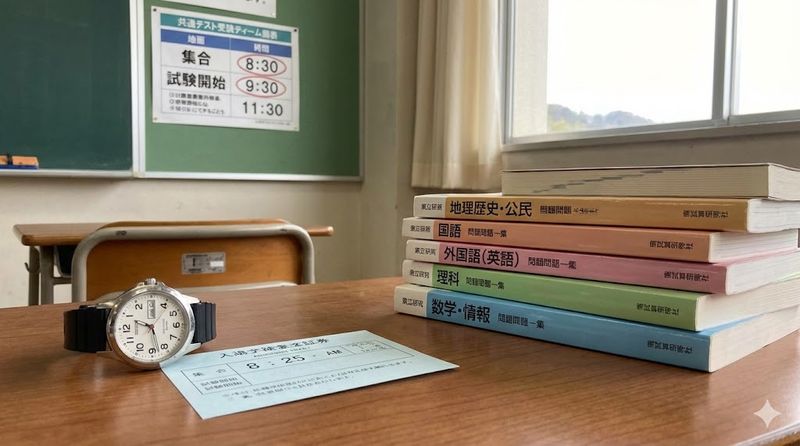 2.科目別の集合時間と試験開始時刻