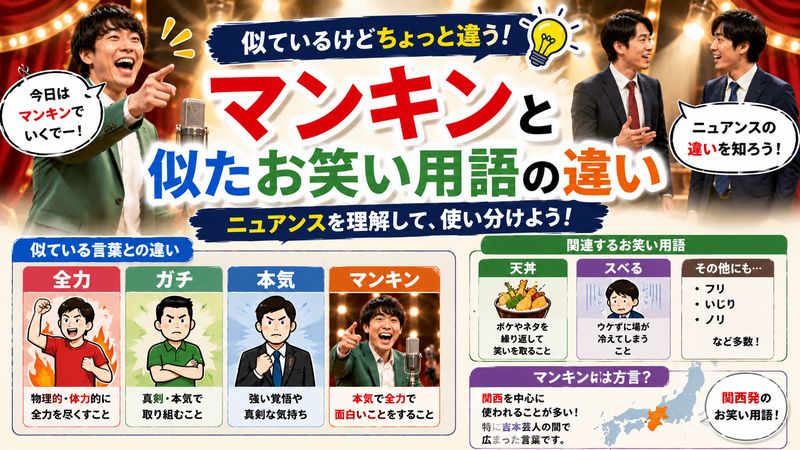 4.マンキンと似た意味を持つお笑い用語・類義語との違い