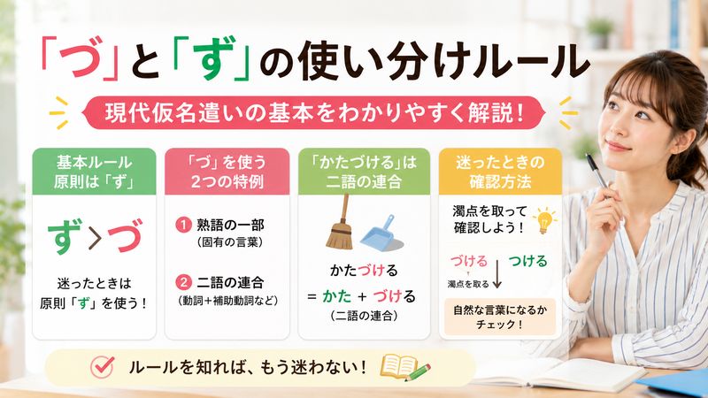 2.「づ」と「ず」の使い分けルール【現代仮名遣いの基本】