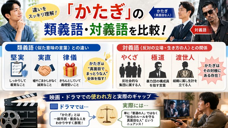 4.「かたぎ」の類義語・対義語を一覧で比較