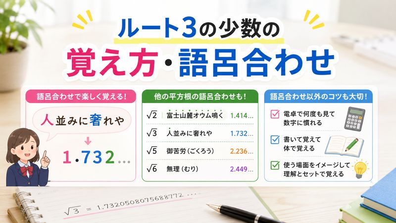 2.ルート3の少数の覚え方・語呂合わせ