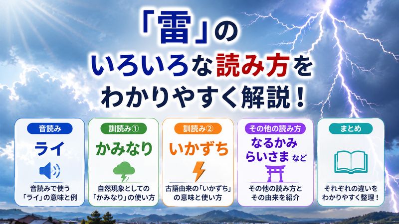 1.「雷」の読み方一覧|音読み・訓読みをまとめて紹介