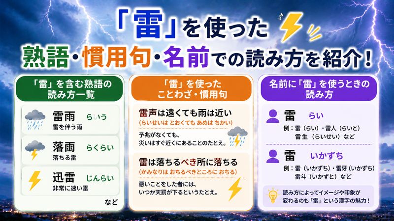 4.「雷」を使った熟語・慣用句・名前での読み方