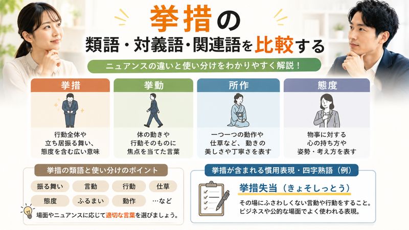 3.挙措の類語・対義語・関連語を比較する