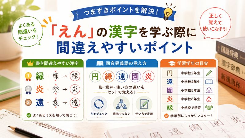3.「えん」の漢字を学ぶ際に間違えやすいポイント
