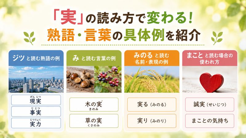 2.「実」の読み方を含む熟語・言葉の具体例