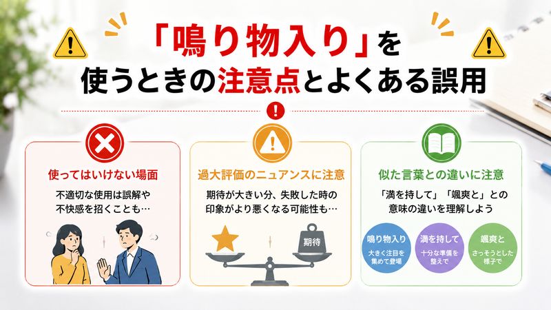4.「鳴り物入り」を使うときの注意点とよくある誤用